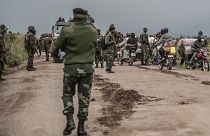 Habitants de la région de Goma, fuyant les combats entre les rebelles du m23 et l'armée régulière de la RDC, le 24 mai 2022