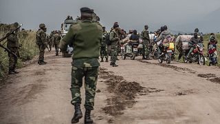 Habitants de la région de Goma, fuyant les combats entre les rebelles du m23 et l'armée régulière de la RDC, le 24 mai 2022