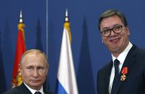 Verstehen sich offenbar gut: Der russische Präsident Putin und Amtskollege Vucic (Foto von 2019).