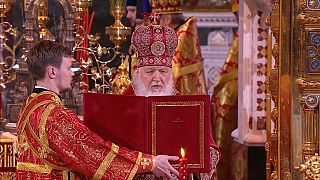 El patriarca Cirilo o patriarca Kirill de Moscú durante una homilía