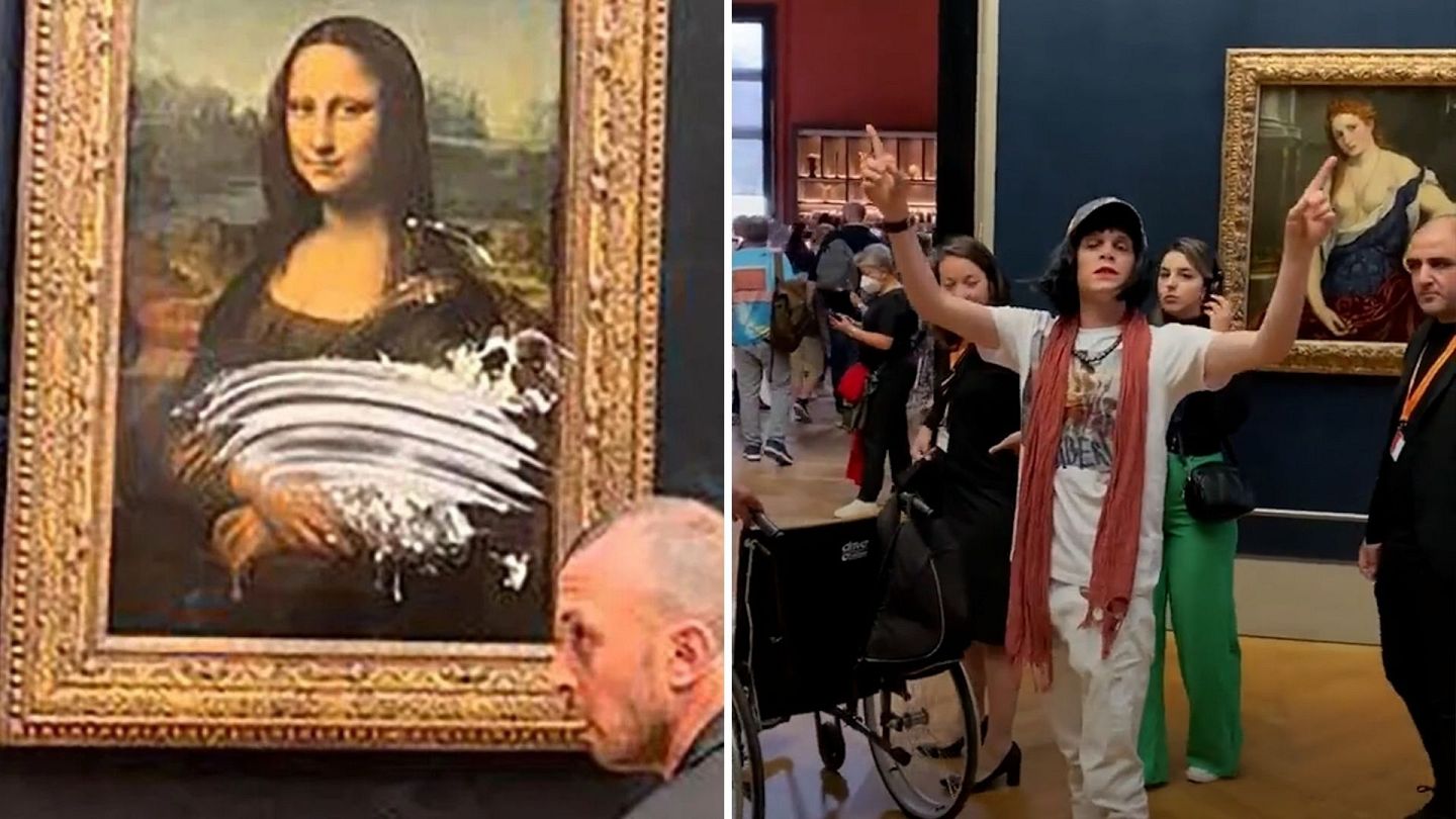 Cake Smashed on the Mona Lisa Painting