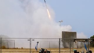 Az izraeli légvédelmi rendszer rakétája a Gázai övezetben 2021. májusban