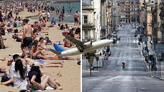 Melbourne beach and a road in Glasgow.