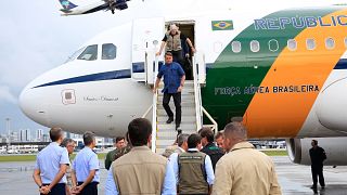 Jair Bolsonaro à chegada à cidade de Recife