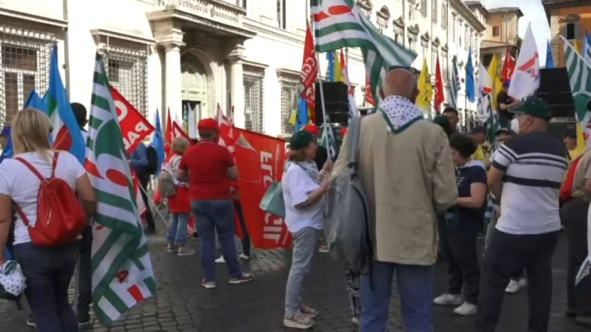 Manifestação de professores em Itália.
