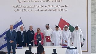 مراسم توقيع الاتفاقية بين الإمارات وإسرائيل