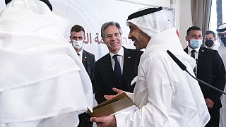Anthony Blinken amerikai külügyminiszter az Egyesült Arab Emírségek külügyminiszterével, Abdullah bin Zayed Al Nahyan sejkkel - KÉPÜNK ILLUSZTRÁCIÓ