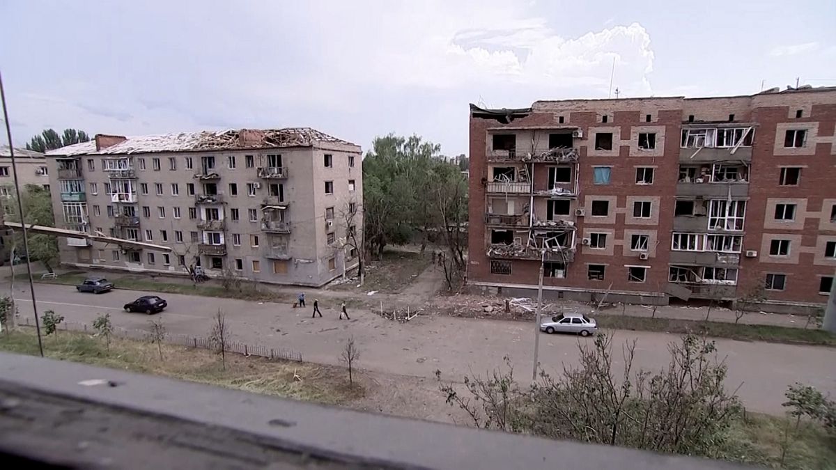 Edificios residenciales destruídos en Sloviansk