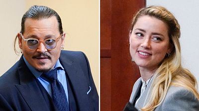 Composite image showing actors Johnny Depp (left) and Amber Heard.