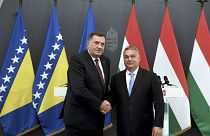Milorad Dodik boszniai szerb elnök Orbán Viktor vendégeként, 2019-ben