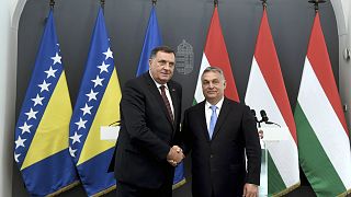 Milorad Dodik boszniai szerb elnök Orbán Viktor vendégeként, 2019-ben