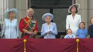 The Royal Family on the balcony of Buckingham Palace during the fly-past for Queen Elizabeth II's Platinum Jubilee