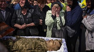 Trauerfeier des 49-jährigen in Donezk gefallenen Pankratov Oleksandr in Lwiw