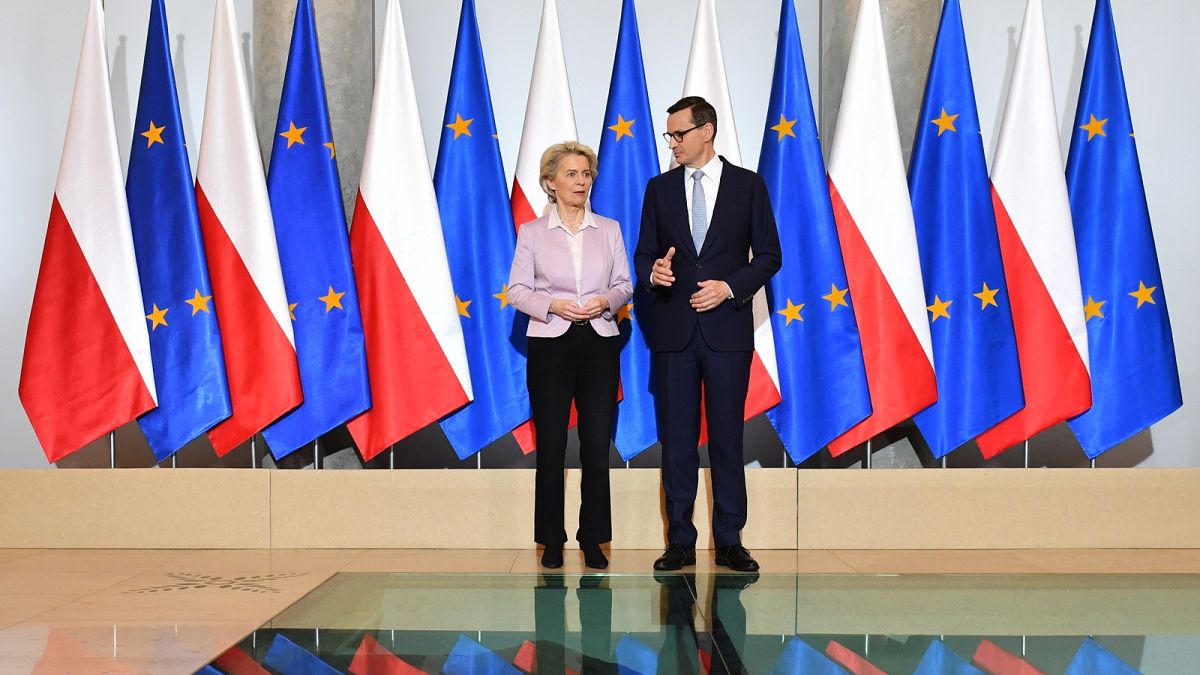 Ursula von der Leyen, Präsidentin der Europäischen Kommission, in Warschau mit dem polnischen Ministerpräsidenten Mateusz Morawiecki