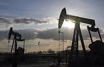A pumpjack of Wintershall DEA extract crude oil at an old oil field in Emlichheim, Germany, on March 18, 2022.