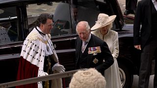 Charles, the Prince of Wales; and Camilla, the Duchess of Cornwall, arriving at St. Paul's Cathedral.