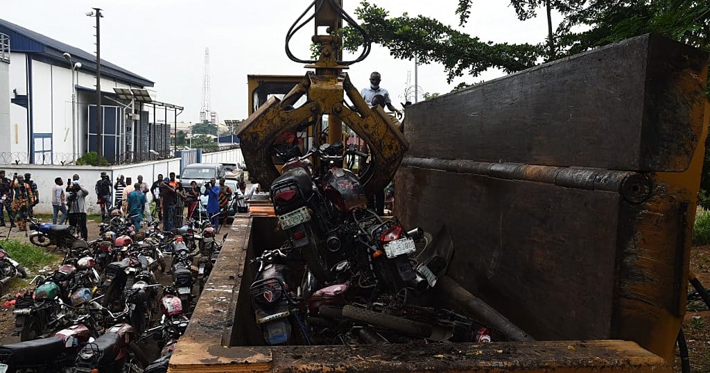 Nigeria crushes 2,000 motorcycle taxis in Lagos - Vimarsana News