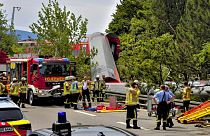 Numerous emergency and rescue forces are in action after a serious train accident in Garmisch-Partenkirchen, Germany, June 3, 2022.