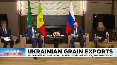 Russsian President Vladimir Putin meets African Union leader Mackay Sall at Sochi