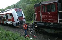 Collision entre un train de passagers et une locomotive à Vrutky, Slovaquie, vendredi 3 juin 2022.