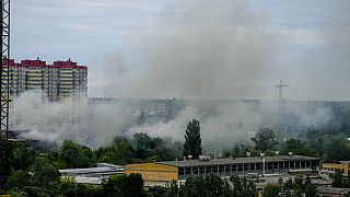 Rauch über Kiew nach Luftangriffen an diesem Sonntagmorgen