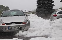 There were piles of hailstones up to half-a-metre high in some places.