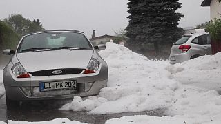 There were piles of hailstones up to half-a-metre high in some places. 