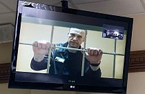 Алексей Навальный выступает по видеосвязи в Суде Владимирской области во время рассмотрения его апелляции 7 июня 2022 г.