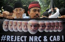 مسلمو إندونيسيا يتظاهرون ضد قانون قانون الجنسية الجديد في الهند أمام السفارة الهندية في جاكرتا -أرشيف.