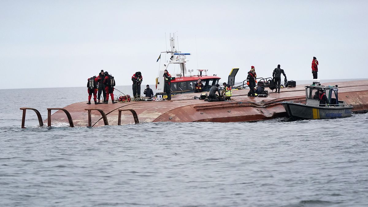 The Danish cargo ship Karin Høj capsized last December after colliding with a British vessel in the Baltic Sea.