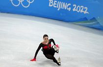 Η Καμίλα Βαλίεβα σε μία από τις προσπάθειές της στους Χειμερινούς Ολυμπιακούς Αγώνες