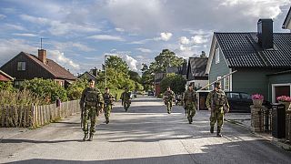 Fuerzas de la OTAN durante las manioras en la isla de Gotland, Suecia