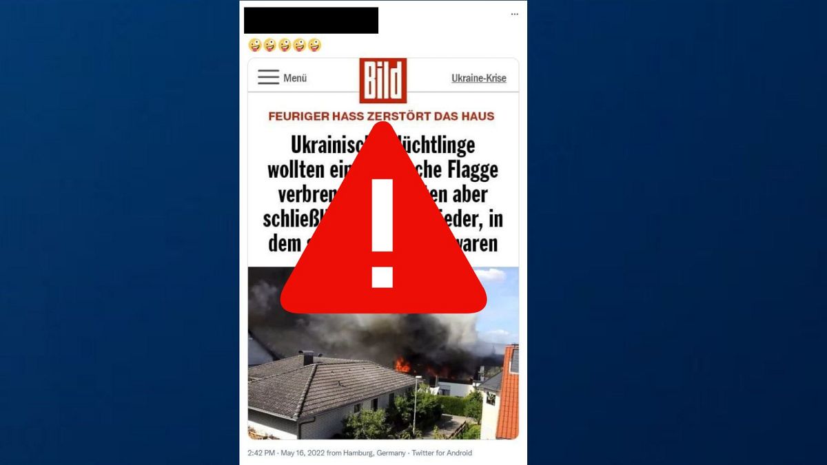 A fake video circulating on social media states Ukrainian refugees set fire to a house in Germany