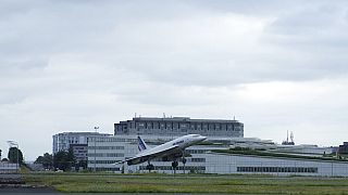 View of the Roissy Charles Gaulle airport with a Concorde plane, north of Paris,  Aug. 17, 2021 in Paris. (
