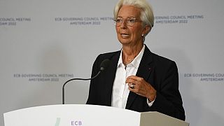 Christine Lagarde during a press conference in Amsterdam, Netherlands, June 9, 202