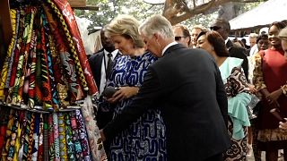 Belgian Royal Family visits Kinshasa market vendors