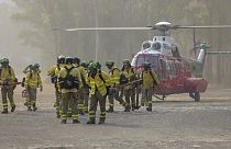 Un helicóptero de la lucha contra incendios, Málaga, Andalucía, España 9/6/2022