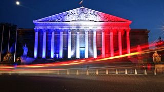 Der Palais-Bourbon, der Sitz des französischen Parlaments Assemblée Nationale in Paris. 