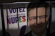 Wahlplakat des linken Bündnisses NUPES mit Jean-Luc Mélenchon