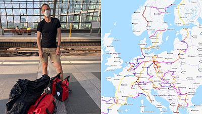 Jon Worth will take over 150 trains in 40 days starting from Berlin on Monday. Jon Worth will take over 150 trains in 40 days starting from Berlin on Monday.