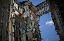 Le bâtiment du gouvernement régional à Mykolaïv, détruit, Ukraine, le 14 mai 2022