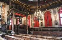 Interiores de la Sinagoga de la 'Schola' Española en Venecia, Italia, se ven en esta foto tomada el 1 de junio de 2022.