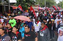 Sandinistas marchan en apoyo a Daniel Ortega y contra la injerencia extranjera