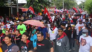 Sandinistas marchan en apoyo a Daniel Ortega y contra la injerencia extranjera