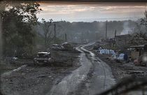 Súlyos harcok utáni táj Szeverodonyeckben