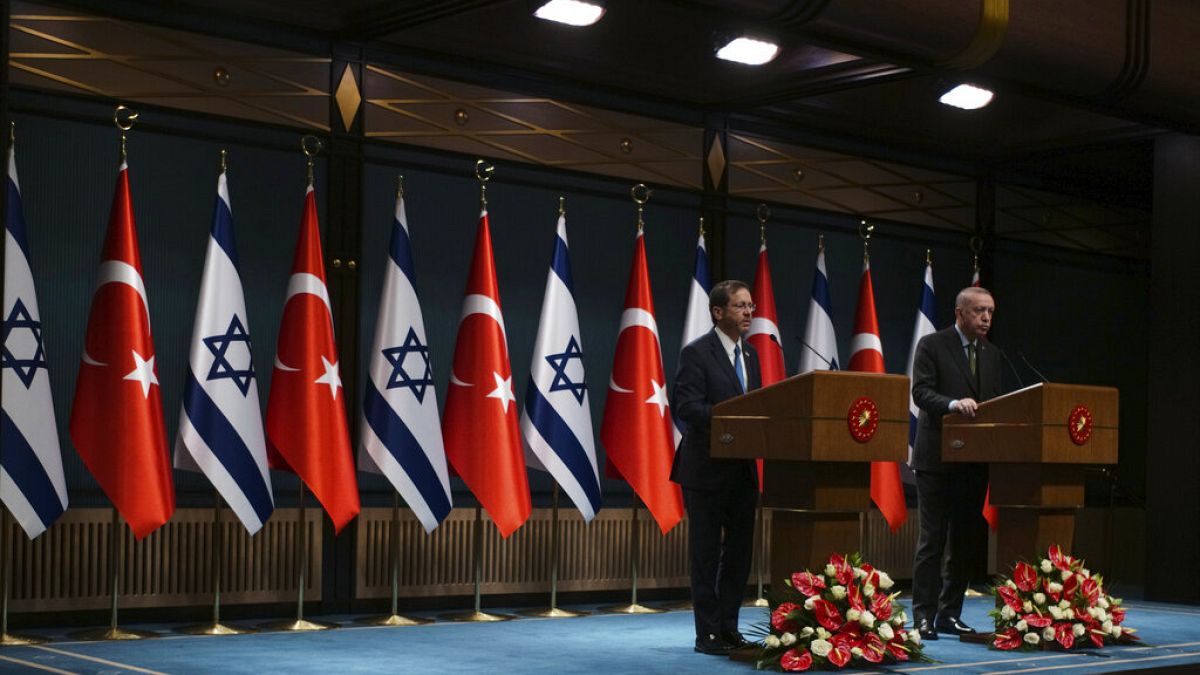 Στιγμιότυπο από πρόσφατη συνάντηση του Τούρκου προέδρου με τον Ισραηλινό ομόλογό του 
