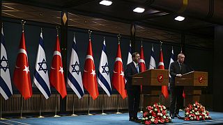 Στιγμιότυπο από πρόσφατη συνάντηση του Τούρκου προέδρου με τον Ισραηλινό ομόλογό του