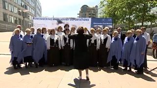 Soviet deportations being commemorated outside the European Parliament in Brussels, Tuesday 14 June 2022.