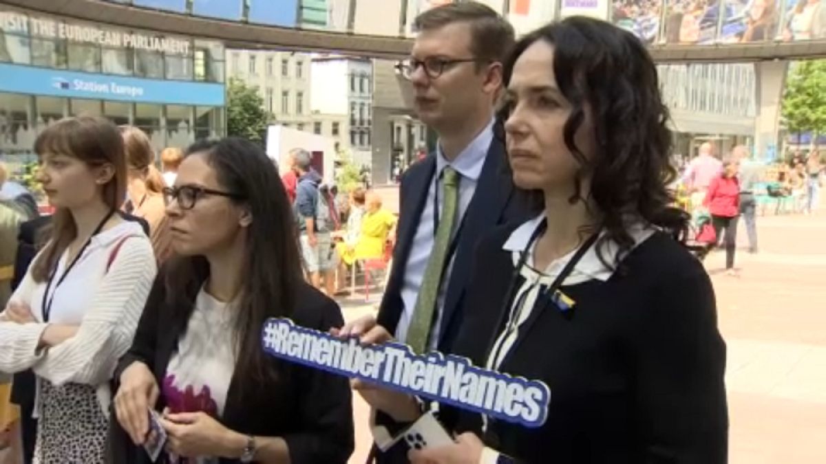 A ukránok deportálása ellen tüntettek Brüsszelben