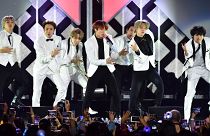 BTS performs onstage during the KIIS FM's iHeartRadio Jingle Ball at the Forum Los Angeles in 2019